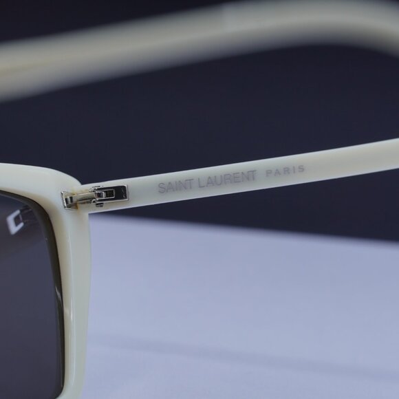 Saint Laurent SL737 MICA THIN 005 Cat Eye Sunglasses - Ivory/Black - Picture 9 of 11